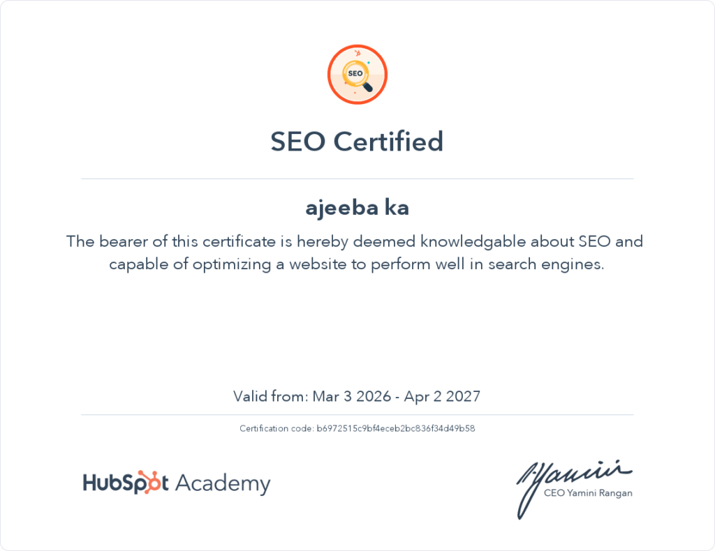 SEO certificate
